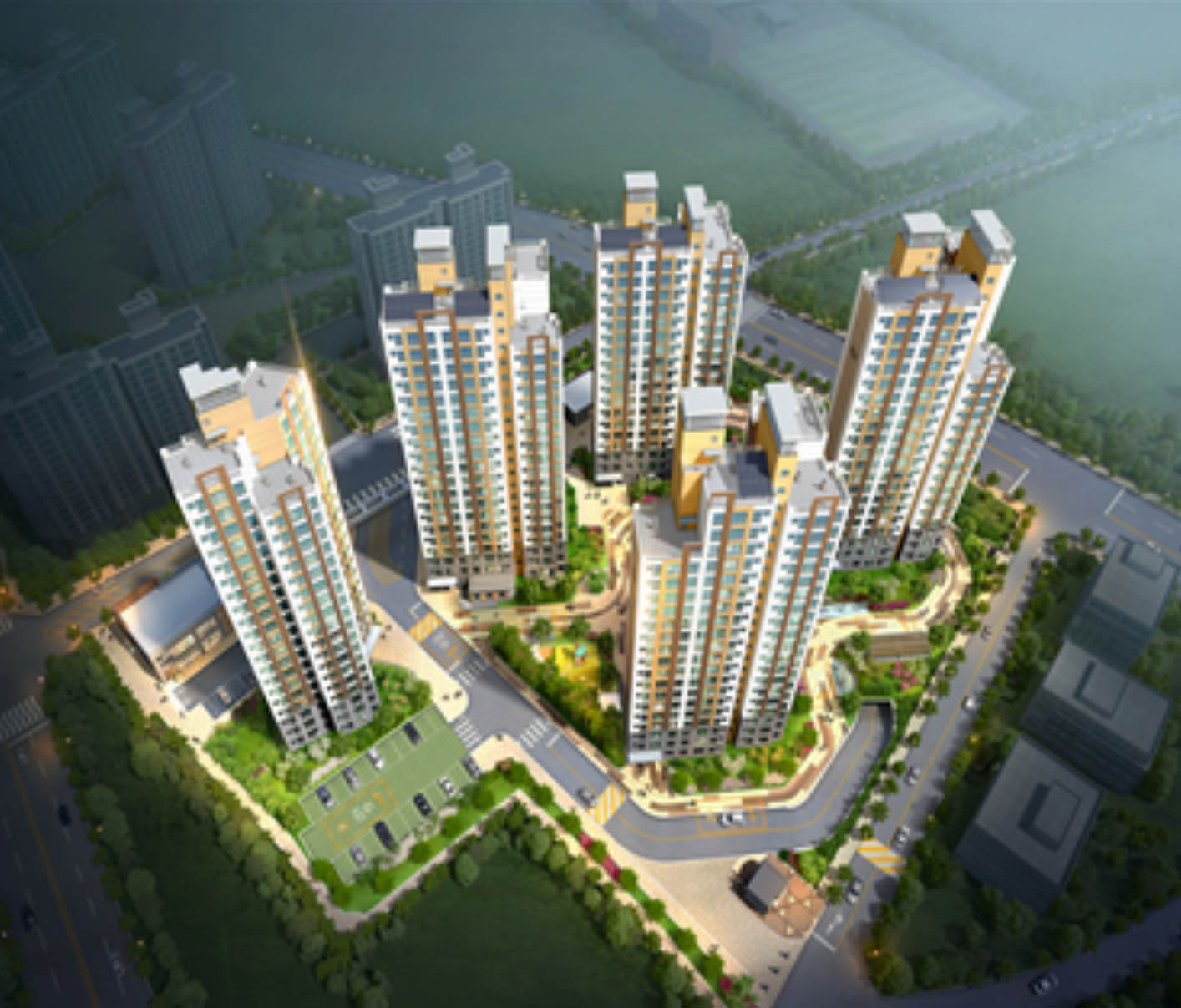 아산 삼일파라뷰 부감도 권곡모종