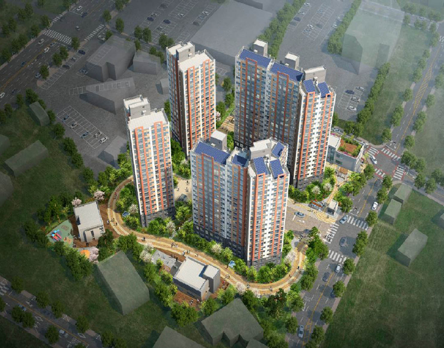 아산 삼일파라뷰 부감도 모종